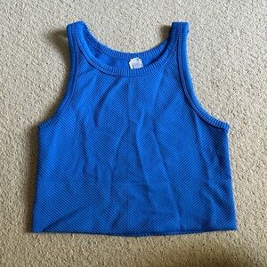 Blue Ribbed Tank Top